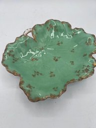 Haviland Limoges Green Gold Edged Candy Dish