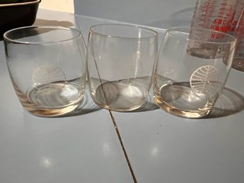 3 1970's First Class Pan Am Rocks Glasses