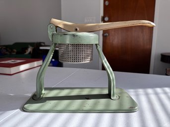 Vintage 1940's Green Enamel And Aluminum Ricer
