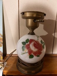 A Hand Painted Glass Oil Lamp Base