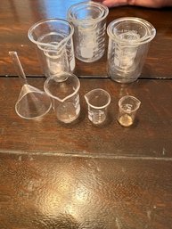 3 Sets Of Mini Beakers And Glass Funnel