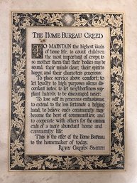 Early 1900's Calligraphy Poem The Home Bureau Creed For Sale