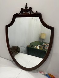 Vintage Mahogany Framed Shield Mirror