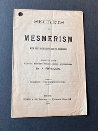 RARE Copy Secrets Of Mesmerism By A Physician 1890