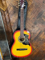 Vintage Checkmate Acoustic Guitar G301 6 String Made In Japan Sunburst Pattern
