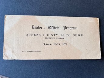 WOW ~ Queens County Auto Show Dealer's Official Program October 1921