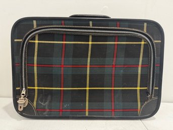 Vintage Plaid Soft Sided Small Suitcase