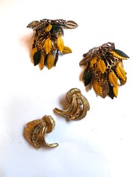 2 Pair Of Vintage Clip On Earrings