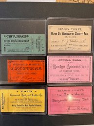 6 Theatre And Event Tickets 1870-1890's