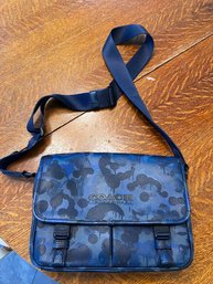 Fabulous Coach Blue Camo  Leather Shoulder Bag