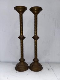 Pair Of Vintage Brass Alter Candles
