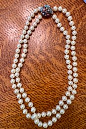 Stunning Ciner Clasp Double Strand Choker Faux Pearls.