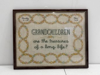 A Framed Cross Stitch Grandchildren