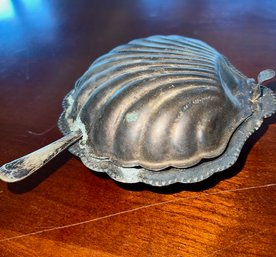 SILVER CLAM SHELL Sugar Or Salt With Spoon