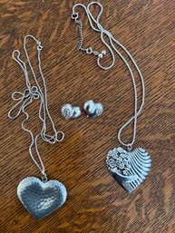 Heart Necklaces And Earrings Sterling Silver