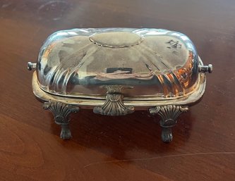 Silver Plate Covered Butter Dish With Inner Glass Plate