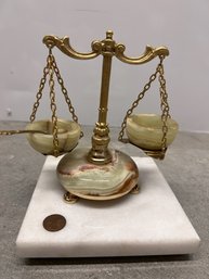 Vintage Brass And Marble Scale