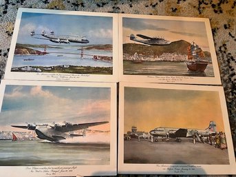 Group Of 7 Pan Am Clipper Lithos With  Menus Inside