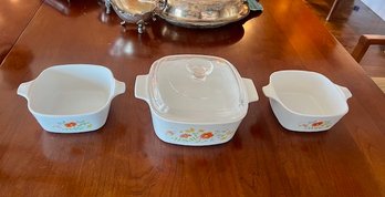 3 PIECE CORNING WARE SPICE OF LIFE SET 2 3/4 CUPS TO 1 1/2 QUART