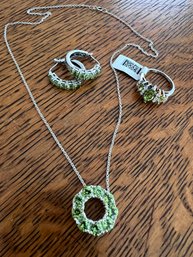 Peridot Suite Of Jewelry Set In Sterling Silver