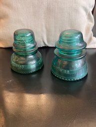 A Group Of 2 Turquoise Glass Regulators Excellent!