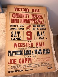 WEBSTER HALL NYC !! Lot Of 9 Posters 1942 Music By Joe Cappi, Bond Victory Ball