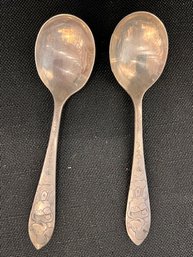 A Group Of 2 Vintage Mickey Mouse Spoons By Branford Silver Plate