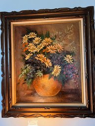 FLORAL STILL LIFE FRAMED SIGFNED FIORA COZZI APPROX 24 X 30'