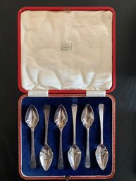Boxed Set Of Vintage Silver Demitasse Spoons Thomas Bradbury And Son Of Sheffield In Jay's Of Brighton Box