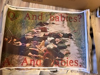 Lot Of Posters Anti Viet Nam Q. And Babies A. And Babies Interview By Mike Wallace Of Paul Meadlow