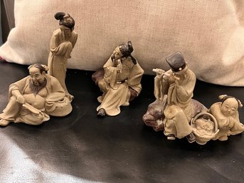 A 3 Piece Group Of Vintage Japanese Mud Figurines Bought In 1962
