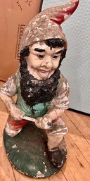 A Vintage Painted Concrete Garden Gnome  Approx 16' Tall