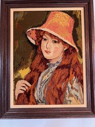 A Framed 1970's Needlework Of A Renoir Young Girl 22 X 28 Approx