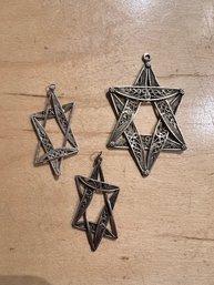 A Group Of 3 Silver Jewish Stars, Magen David