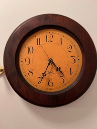 Wuersch Fall River Mass Round Wood Case Wall Clock Working Order Approx 14' D