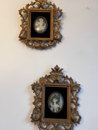 Gilded  Look Framed Portraits Of Gainesborough Ladies A Cameo Creation