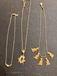 Multi Cat Necklace, Mason, And Carved Rose Necklaces Picadilly And 1928
