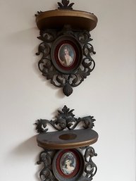 A Pair Of Framed Ganesbourgh Ladies With Wall Shelves A Cameo Creation Pair