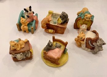 Group Of Miniature Cat Figurines Resin