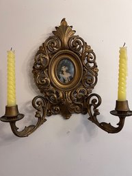 A Pair Of Wall Candelabras With Ganesborough Ladies