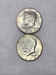 2 Kennedy Half Dollars  1969, 1971 (#34)