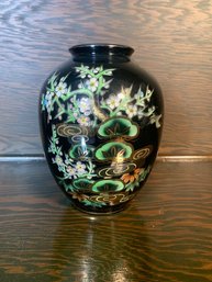 Beautiful  Black Vase Fuji Sipo Made In Japan Showa Time