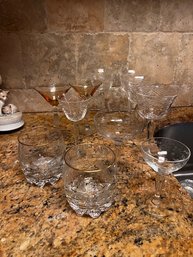 Lovely Group Of 11 Crystal Wine, Champagne And Rocks Glasses