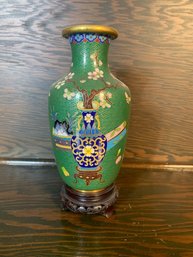 Jingfa Vintage Cloisonne Vase On Base