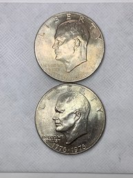 2 Eisenhower Dollars Bicentennial   #45