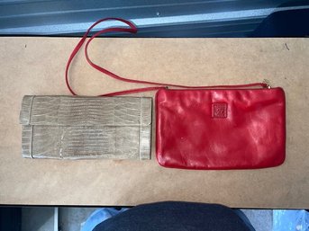 A Pair Of 1970's Pocketbooks, Anne Klein Shoulder Bag And Croc Like Clutch Very Good Condition