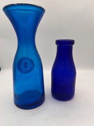 A Pair Of Blue Bottles One Carafe One  Iberia MILK Co