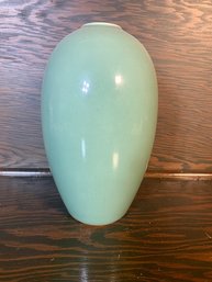 Stunning Oval Celadon Ceramic Vase See Markings