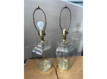A Fabulous Pair Of Glass 1970's -80's Lamps