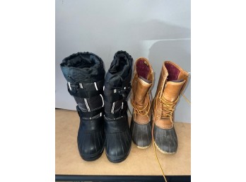 Two  Pairs Of Womens Boots Size 9 Goretex By LL Bean And After Ski Boots